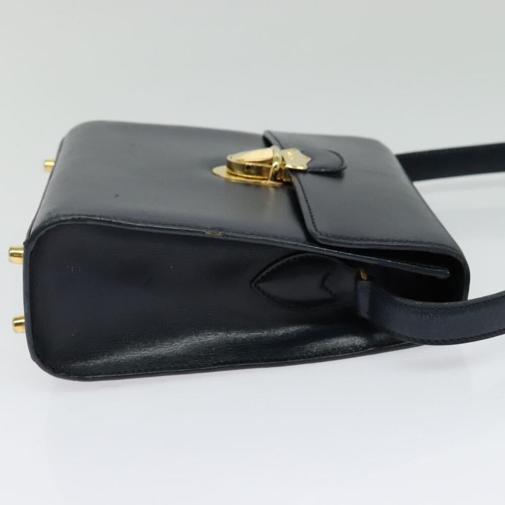 PRADA Shoulder Bag Leather Navy Gold - Picture 5 of 12